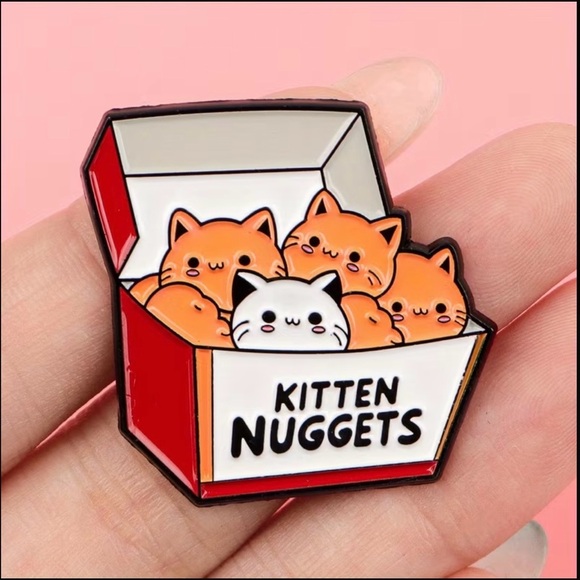Cute Cat Enamel Pin - Red and White - Picture 3 of 4